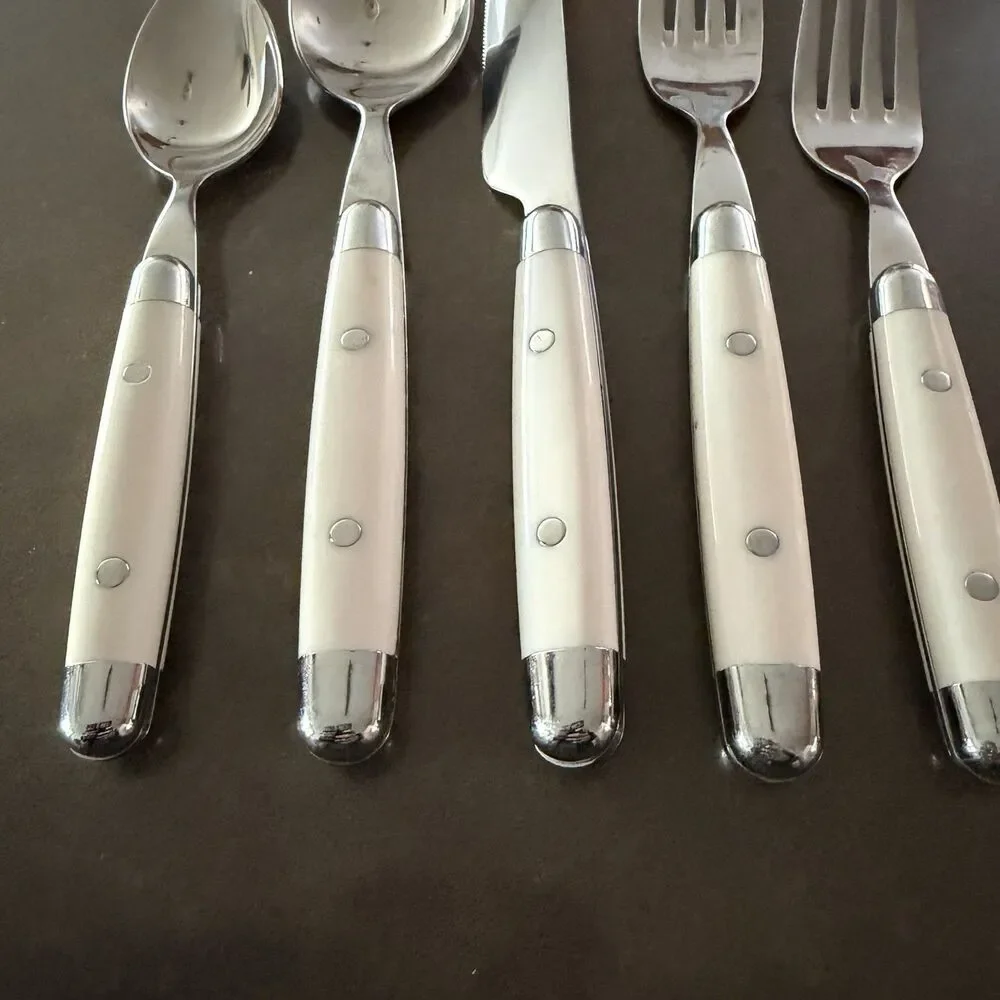 5 Piece Place Setting Stainless Steel Plastic Ivory/White Similar to JUBILEE